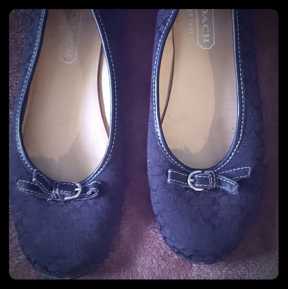 Coach leather flats ( black)